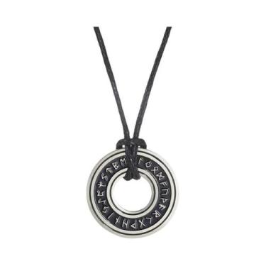 Imagem de Colar Masculino Vintage Nórdico Viking Com Pingente De Runas Elder Fut