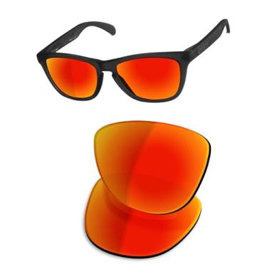 Imagem de OSharp Lentes de reposição para óculos de sol Oakley Frogskins OO9013-55 mm - HD Polarizado, espelhado, proteção UV e ajuste perfeito, Vermelho fogo espelhado - HD polarizado