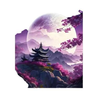 Imagem de Diamante bordado lua paisagem bordado mosaico árvore flor pintura noit