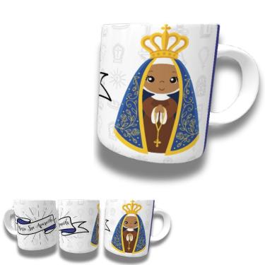 Imagem de Caneca De Porcelana 325ml Santos Católicos Decorada Nossa Senhora Aparecida