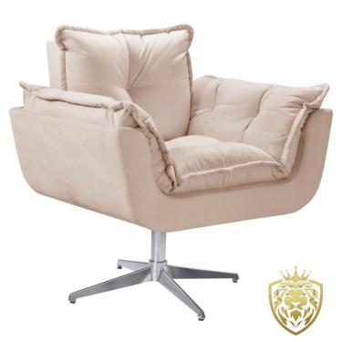 Imagem de Poltrona Opalla Giratória Alumínio Suede D Salla Cor: Bege