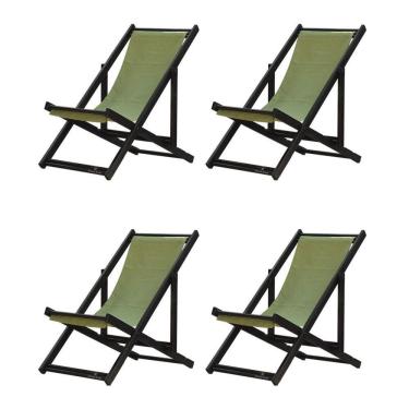 Imagem de Kit 4 Espreguiçadeiras Dobrável Black Sb-verde