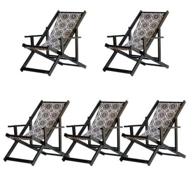 Imagem de Kit 5 Espreguiçadeiras Dobrável Black Cb-mandala