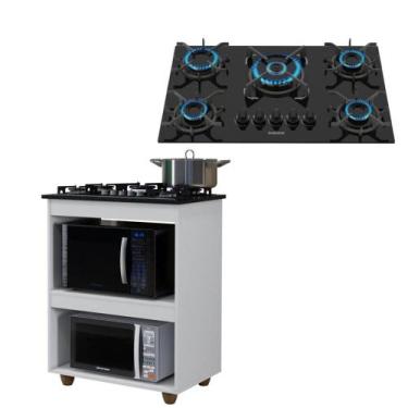 Imagem de Kit Balcão Cooktop Turim com Fogão 5 Bocas Itatiaia Itacook Premium - 
