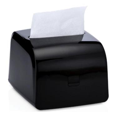 Imagem de Dispenser Porta Guardanapos Interfolhado Mesa Preto Branco Restaurante