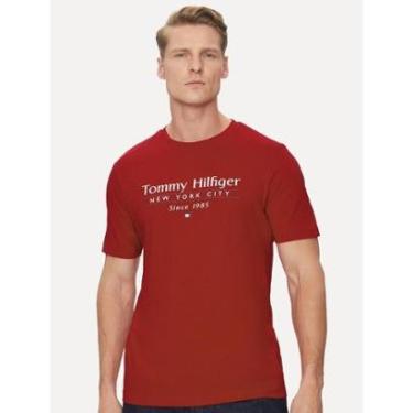 Imagem de Camiseta Tommy Hilfiger Masculina Center Stack Vermelha-Masculino