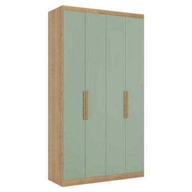 Imagem de Guarda Roupa Solteiro Milan 4 Portas Capuccino Menta Acetinado - Thb -