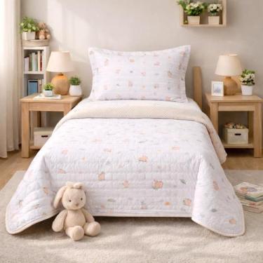 Imagem de Cobreleito Colcha Solteiro Altenburg Infantil Malha Fio Penteado 100% 