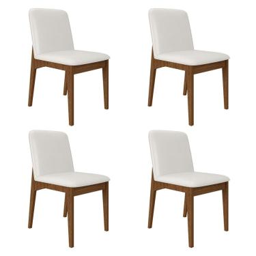Imagem de Kit 4 Cadeiras Windsor Estofadas Em Corino Freijó/cori Branco - M.a