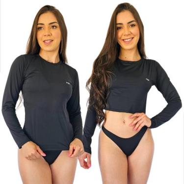 Imagem de Kit Feminino Cropped Com Camisa Proteção Solar Manga Longa Logo Reflet