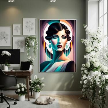 Imagem de Quadro Decor Mulher Dos Anos 20 70X50Cm Mold Preta - Quadros On-Line