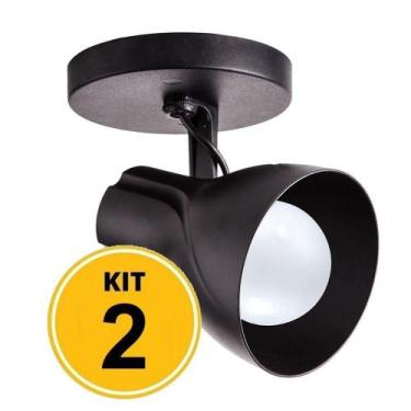 Imagem de KIT 02 Spot Sobrepor Direcionável Octa Plus Preto 1xE27 Bivolt Design 