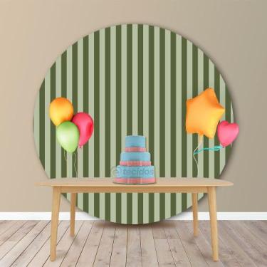 Imagem de Painel Redondo em Jacquard Verde Pistache Listrado - Jacquard Tradicio