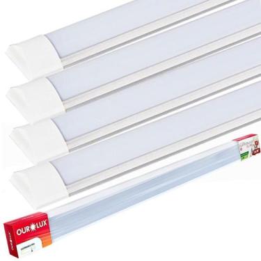 Imagem de Kit 4 Luminárias LED Slim 100cm 36W 6500K Bivolt Economica - Ourolux, 