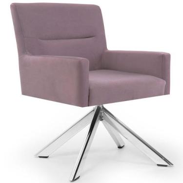 Imagem de Poltrona Decorativa Giratória Eiffel Cromada Angel D02 Veludo Rosê B-3