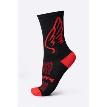 Imagem de Meia Asas Vermelha para Corrida/Ciclismo HUPI, Preto, Vermelho
