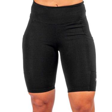 Imagem de Bermuda Fitness Feminina Poker Compressão Bolsos Preto, Preto, M