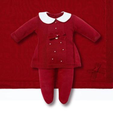 Imagem de Saída de Maternidade Bebê Menina Vermelho Laço Pérolas- Hug