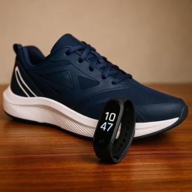 Imagem de Tênis Esportivo Leve Masculino Aderência ao Solo Com Relógio Digital Esportivo Á Prova D Água-Masculino