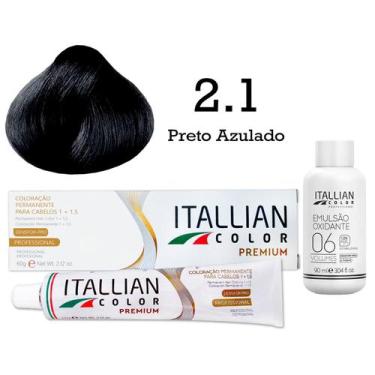 Imagem de Coloração 2.1 Preto Azulado Oxi 06 Volumes 90ml  Itallian Color - Ital