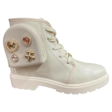 Imagem de Bota Infantil Coturno Molekinha Charme Off White-Feminino