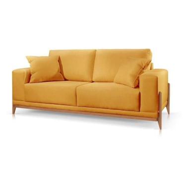 Imagem de Sofá Paris 2 Lugares Suede Mostarda 2,50m Confortável Sala - Poltjá Mo