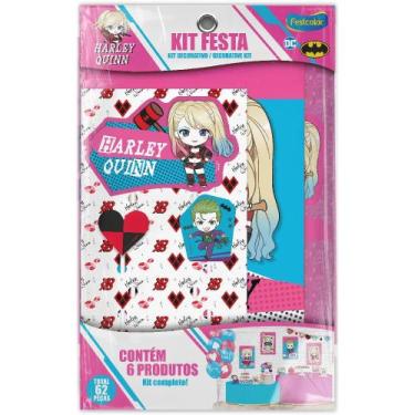 Imagem de Kit Festa Decorativa Comemoração Harley Quinn Kids - 62 peças - Festco