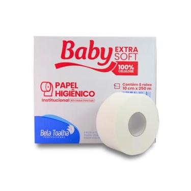 Imagem de Baby Extra Soft Papel Higiênico Rolão Folha Dupla 100% Celulose Virgem Caixa com 8 Rolos de 10 cm x 250 m