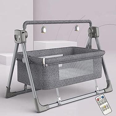 Imagem de Cama Segura Para Bebês – Cadeira De Balanço Elétrica Cinza Escuro Com Berços Ajustáveis, Cesta De Berço Reclinável Automática, Melhor Cama Para Bebês Recém-nascidos Unissex.,Cinza Escuro,Pleasant6