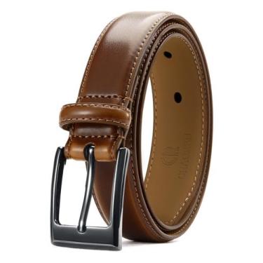 Imagem de Cinto de couro CHAOREN Brown para homem, vestido com caixa de presente