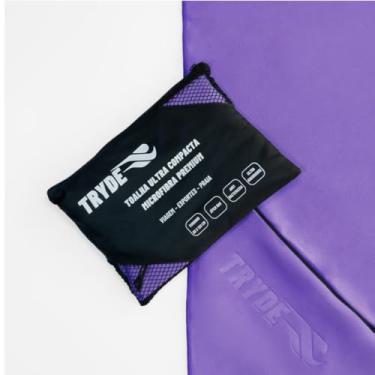 Imagem de TRYDE Toalha Microfibra Secagem Rápida 1,20mx60cm com Ziper Roxo para acampamento, praia, academia, natação