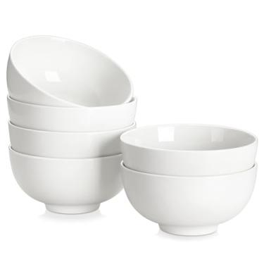 Imagem de MALACASA Tigelas de sopa de porcelana de 737 g, tigelas de cereais de cerâmica branca para cozinha, tigelas de 15 cm, conjunto de 6 para salada de aveia, arroz, frutas, lava-louças e micro-ondas,