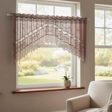 Imagem de Cortina Renda Cozinha Cascata 3,00 M X 1,00 Alt Rose - Interlar