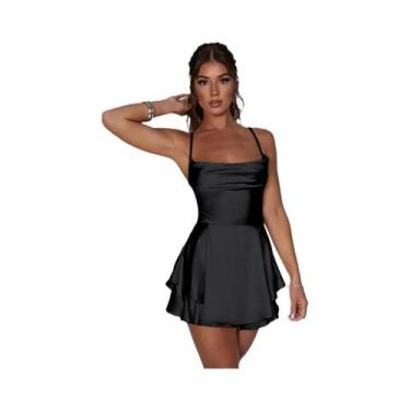 Imagem de 2025 verão venda quente sexy cor sólida vestido curto sem costas - alç