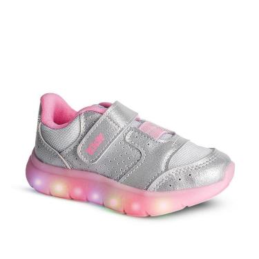 Imagem de Tênis Infantil Menina Kidy Flex Light Prata com LED Delicado Escolar-Feminino