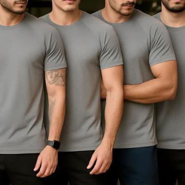 Imagem de Kit 4 Camisetas Fit Masculina Academia Treino Corrida Treino Básica Li