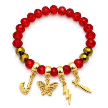 Imagem de Pulseira Amuletos Cristal Orixá Iansã Vermelha Proteção Espiritual - B