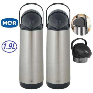 Imagem de Kit 02 Garrafas Térmicas Inox Café Água Quente De Pressão Mor Nobile 1