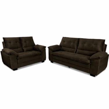 Imagem de Sofá 3 e 2 lugares Hellen Premium Plus encosto alto tecido platinium M