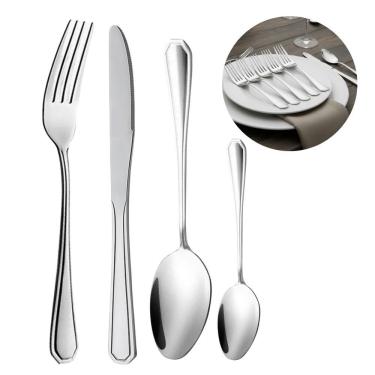 Imagem de Faqueiro 48 Peças Para Sobremesa Garfo Colher Faca E Colher De Chá Inox Em Casa Tem