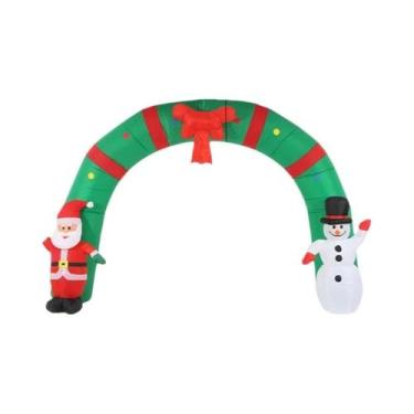Imagem de Arco De Natal Inflável Grande Com Luzes LED De Papai Noel E Boneco De 