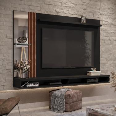 Imagem de Painel Ripado TV 55 Polegadas Suspenso Com Espelho Nicho e Prateleira  Royal - Via Nossa