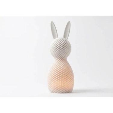 Imagem de Abajur Coelho Decorativo Com Luz Led Peça Elegante Luminária Branco Be