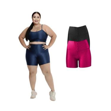 Imagem de Kit 2 Short Legging 3D Academia Fitness Feminino Plus Size - Ast Store