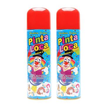 Imagem de Cabelo Maluco Kit 2 Tintas Spray Pinta Loca Vermelho 150ml - Aspa