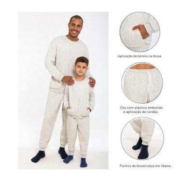 Imagem de Pijama Masculino Moletom Flanelado Lupo 28507-001, Mescla areia, M - m