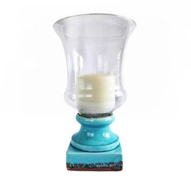 Imagem de Castiçal com Vela Azul Tiffany 4023,5cm - Lemis