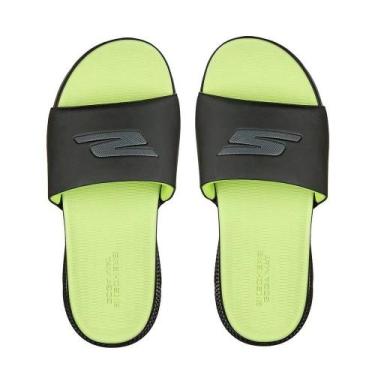 Imagem de Chinelo Masculino Skechers Slide Go Consistent Verde 229030, 40, Preto