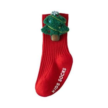 Imagem de Meias Antiderrapantes De Natal Vermelhas Para Bebês Meninos E Meninas 