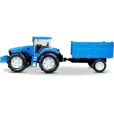 Imagem de Brinquedo Trator Traçado com Carreta Basculante 50cm Cabine Translúcida Vermelho Roma